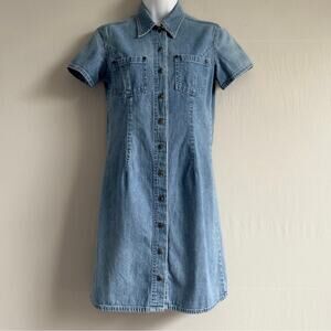 B. MOSS Vintage Denim Snap Up Jumper Dress 
Size 4 / Small